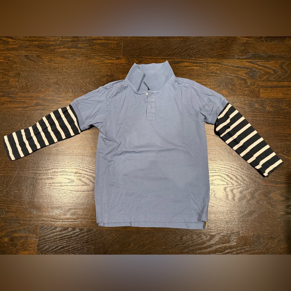 J. Crew Boy’s Med (7/8) blue & Striped Long Sleeve Polo Shirt